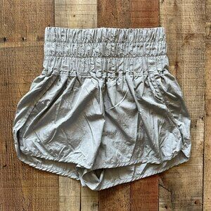 Free People Movement Womens High-Waist Crinkle Gray Shorts Size Large